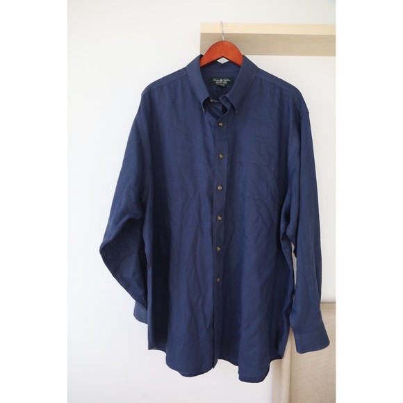 Brooks Brothers Other - Brooks Brothers Country Club Cashmere Mens XXL Blue Herringbone Button Up Shirt